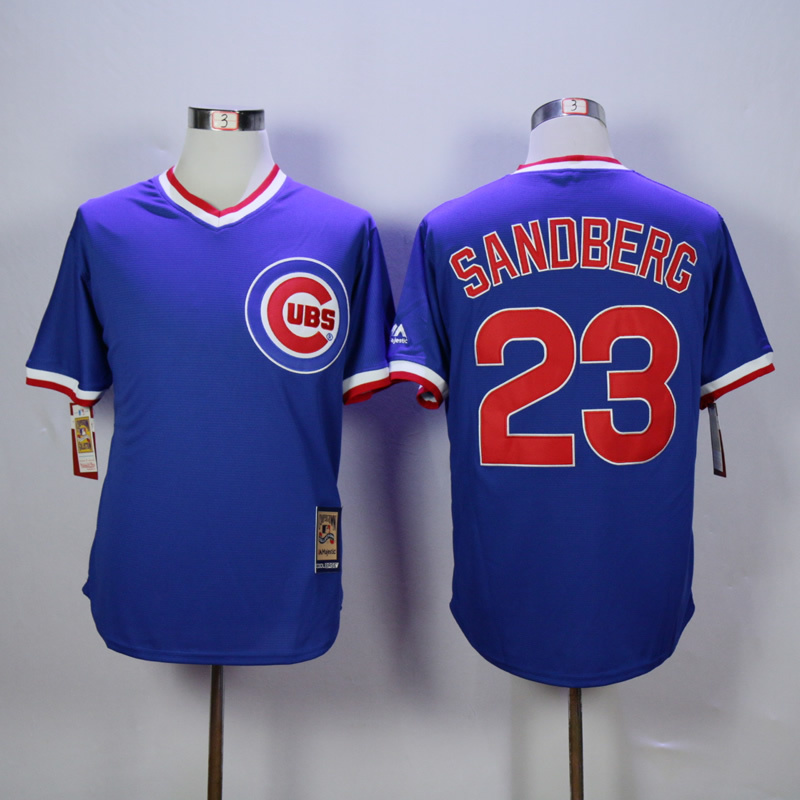 Men Chicago Cubs #23 Sandberg Blue Throwback MLB Jerseys->chicago cubs->MLB Jersey